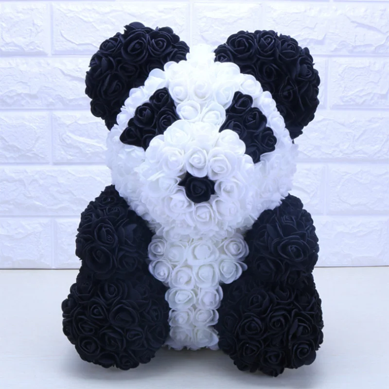 40CM Love Heart Rose Panda Bear Artificial Flowers Soap Foam Rose Flower Panda Christmas Gifts for Women Valentine's Day Gift