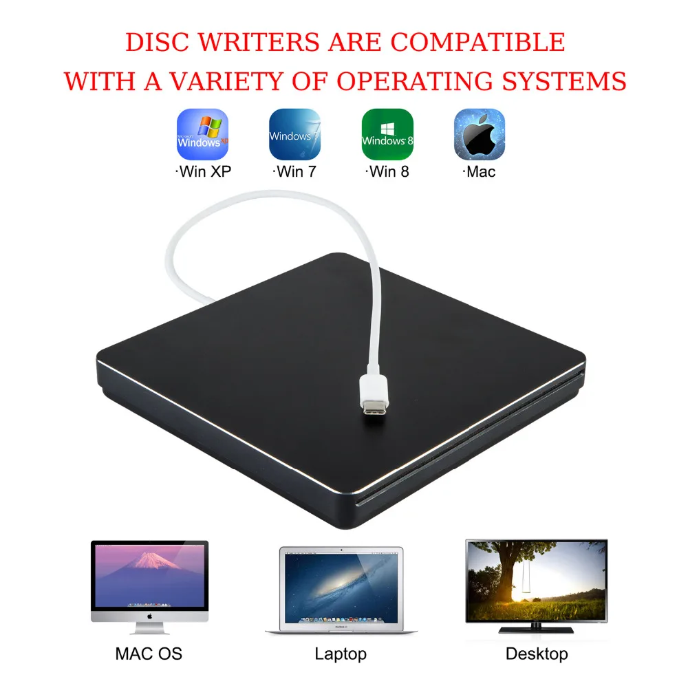USB3.0 Внешний DVD CD диск USB C Superdrive DVD/CD +/ RW записывающая горелка для MacBook Pro
