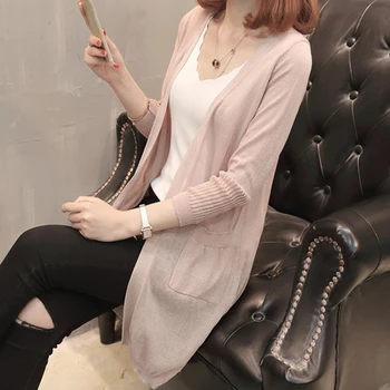 

Fashion 2019 Spring And Summer New long Slim Women's Knitwear Cardigan