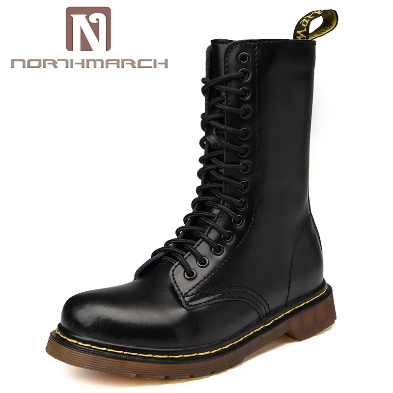 

NORTHMARCH Brand Men Motorcycle Boots Autumn Winter Martin Boots Men High Quality Leather Lovers Boots Botas Militares Hombre
