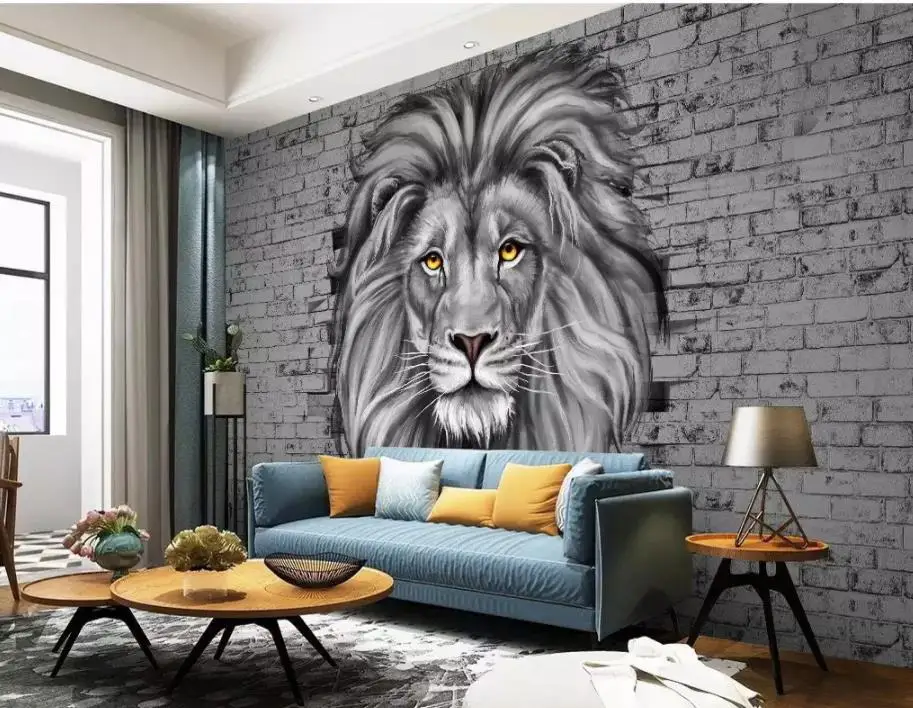 Custom Any Size Mural Wallpaper Lion 3d modern Nordic background wall decorative painting Wallpaper 3d Mural For Living Room Custom Any Size Mural Wallpaper Lion 3d modern Nordic background wall decorative painting Wallpaper 3d Mural For Living Room