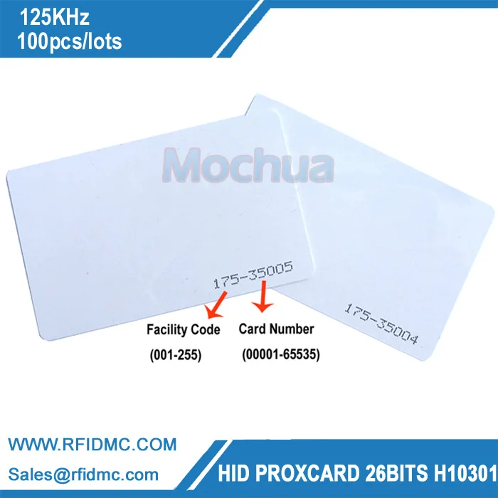 

Free shipping Proximity card 1326 RFID Smart Card 125KHz 26Bit for access control Format H10301
