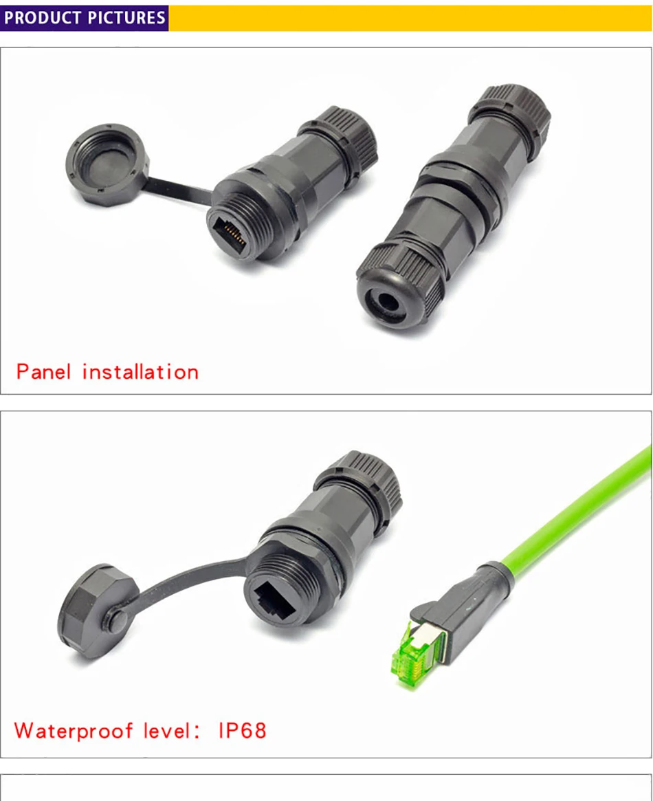 10 шт IP67 RJ45 Ethernet водонепроницаемый адаптер разъем с креплением на панели открытый прямой-через Совместное Разъем