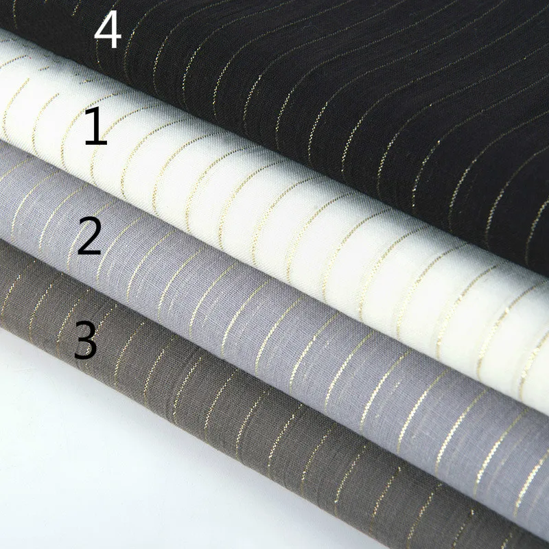 

Striped Cotton Fabric Gold and Silver Silk Strip Fabric Summer Light Women's Fabric Striped Cloth Casual Clothing Textile Fabric