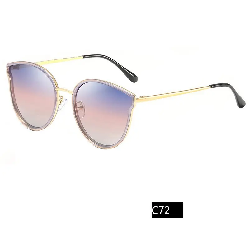 Женские поляризованные зеркальные металлические солнцезащитные очки UV400 Черный Розовый Коричневый Красный RFT201972N - Цвет линз: C72