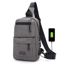 Новая мода для мужчин груди мешок холщовый мешок простой один сумка для USB интерфейс сумки через плечо mochila