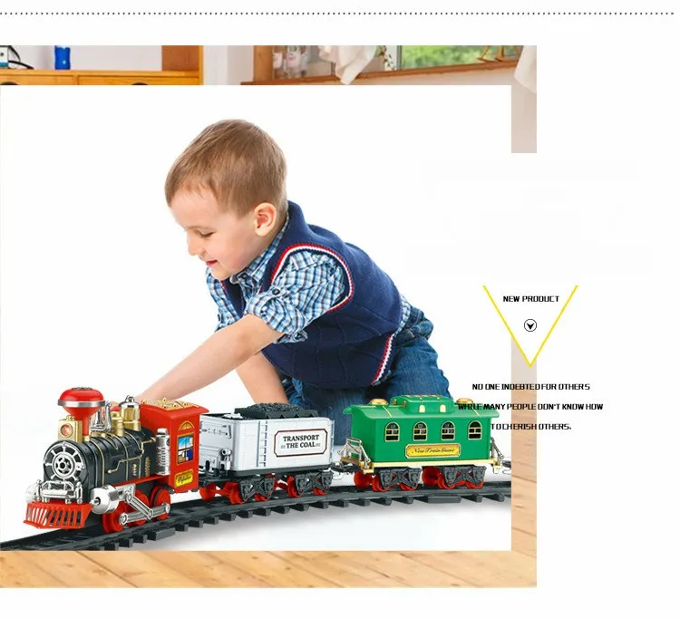 Электрический дым дистанционный рельсовый поезд моделирование модель перезаряжаемый классический паровой поезд детский игрушечный