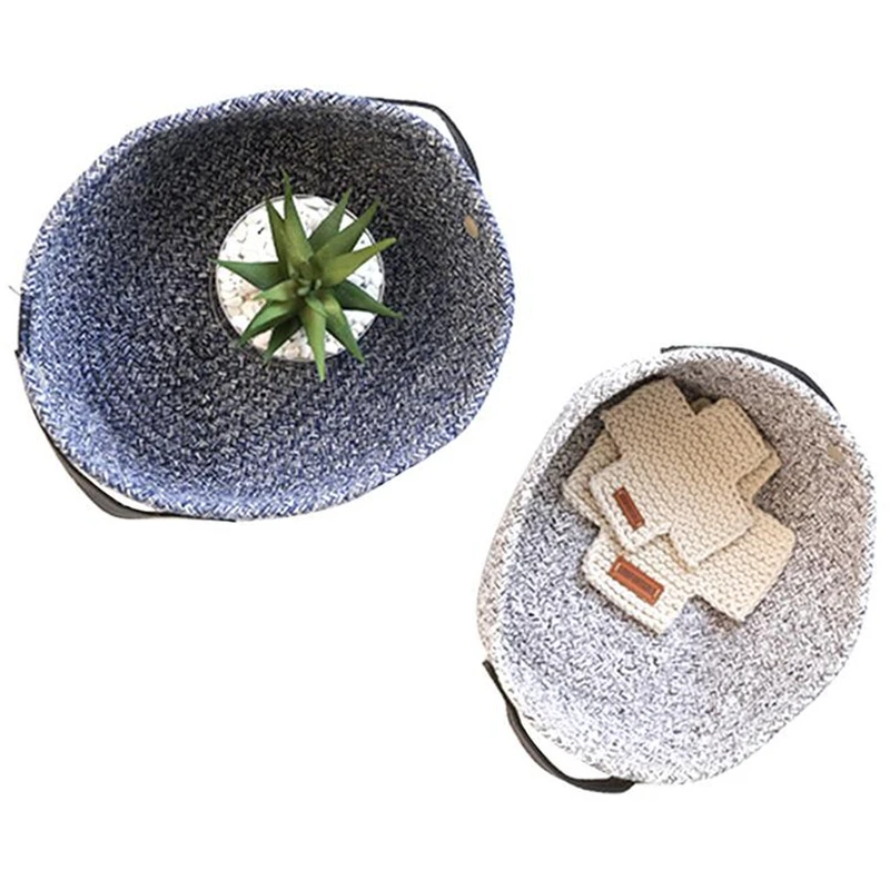 نسيج القطن سلة التخزين سلة التخزين مع مقبض تصميم القطن حبل سلة لتخزين أشتات لعبة للمنزل نسيج القطن سلة التخزين سلة التخزين مع مقبض تصميم القطن حبل سلة لتخزين أشتات لعبة للمنزل