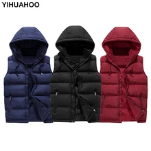 YIHUAHOO, повседневный мужской жилет, 5XL, 6XL, с хлопковой подкладкой, без рукавов, зимняя куртка, Мужская, толстая, теплая, парка, пальто, мужской жилет, для мужчин, QCC-0608