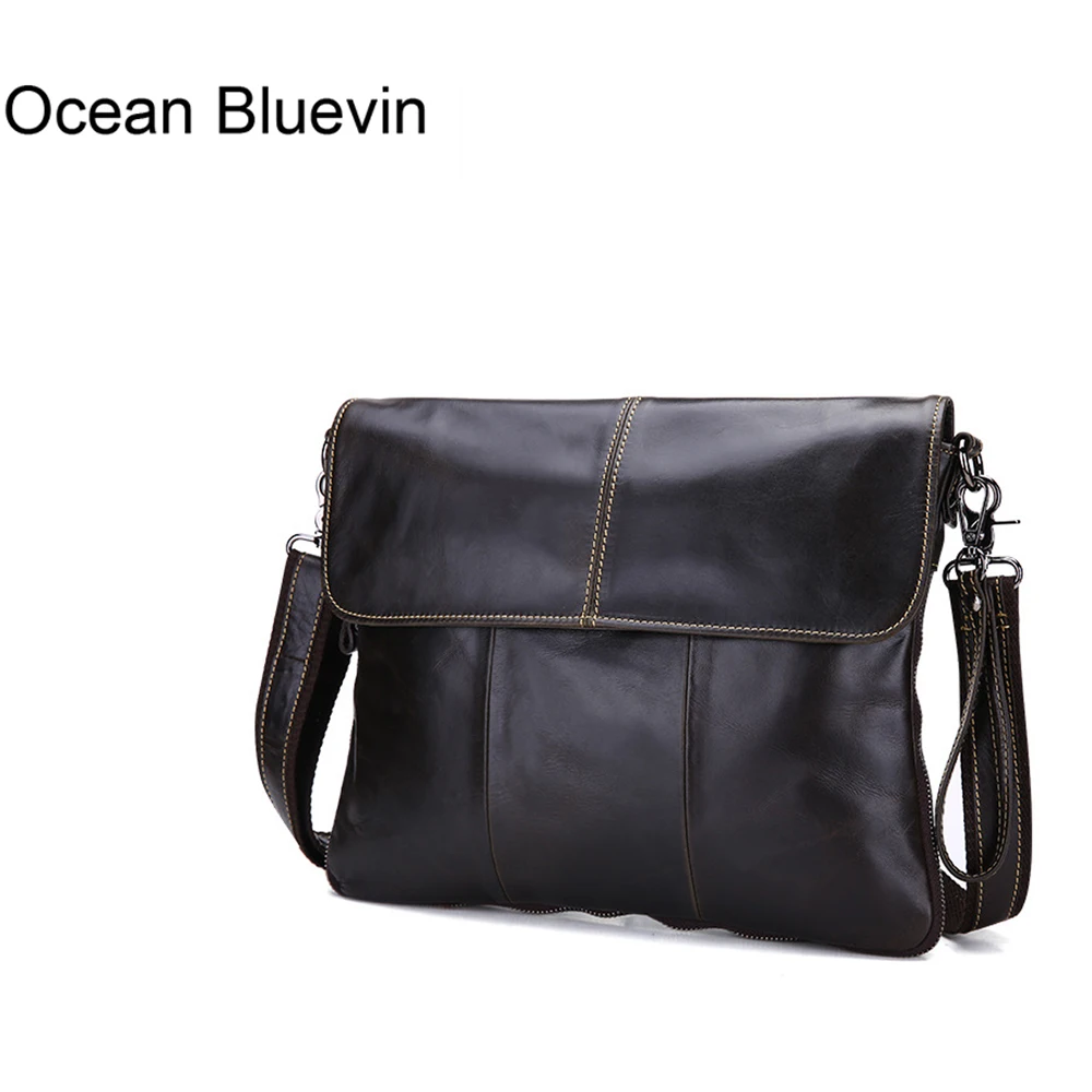 OCEAN BLUEVIN Men Genuine Leather Shoulder Bag Fashion Casual Messenger Crossbody Bag Men's leather Small Bag for Male Handbag