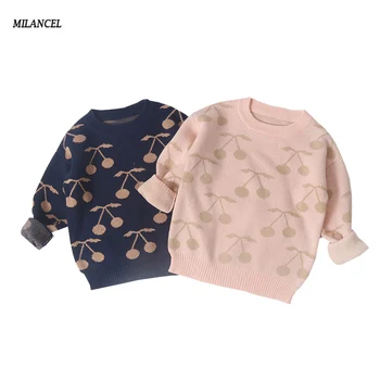 

MILANCEl Kids Clothing New Girls Sweaters Cherry Pattern Sweater for Boys Long Sleeve Girls Knitwear Boys Pullover