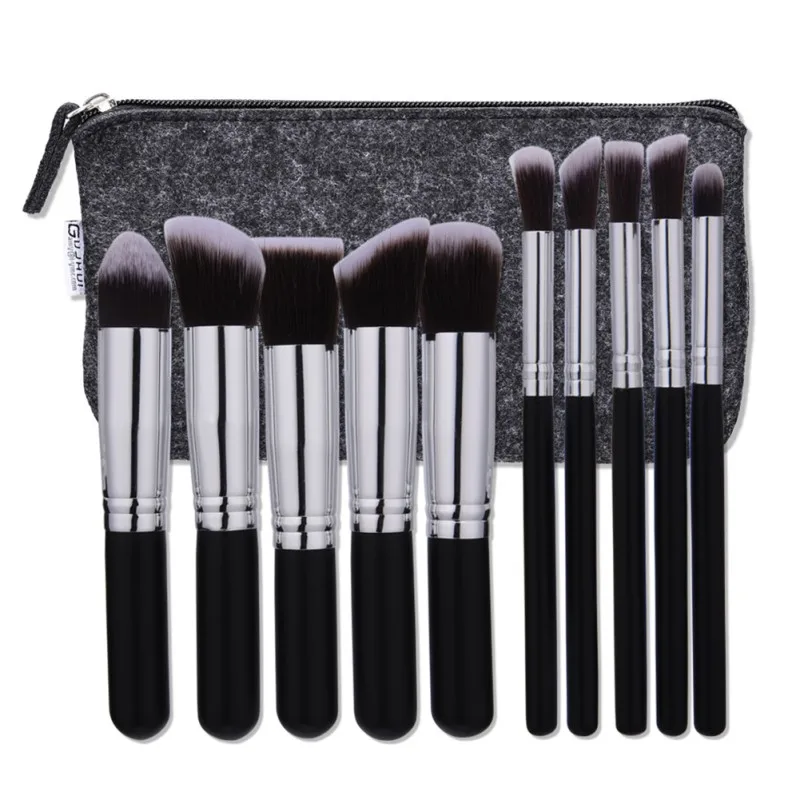 

10pcs/set Powder Blush Contour Foundation Brush Makeup Brush Set Cosmetic Make Up Brushes Set with Bag