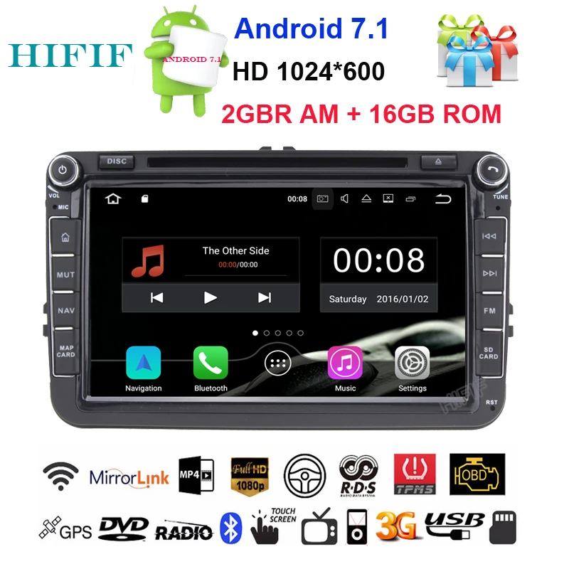 Cheap HIFIF 3G Android 7.12 Quad Core 2GB RAM Car DVD for VW Passat CC Polo GOLF 5 6 Touran EOS T5 Sharan Jetta Tiguan GPS Radio Seat 0