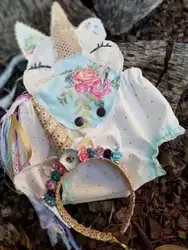 Симпатичные для новорожденных девочек Единорог цветочные Холтер комбинезон ремешок мультфильм спинки комбинезон, костюм симпатичная