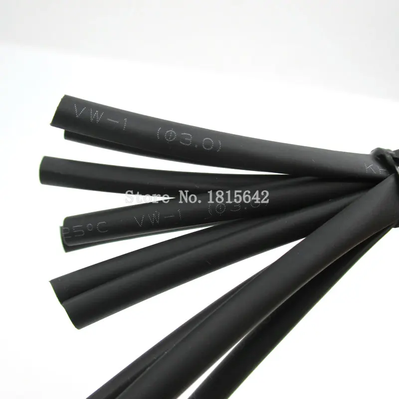 

5 Meters/LOT Black 3mm Heat Shrink Heatshrink Heat Shrinkable Tubing Tube Sleeving Wrap Wire Black Color
