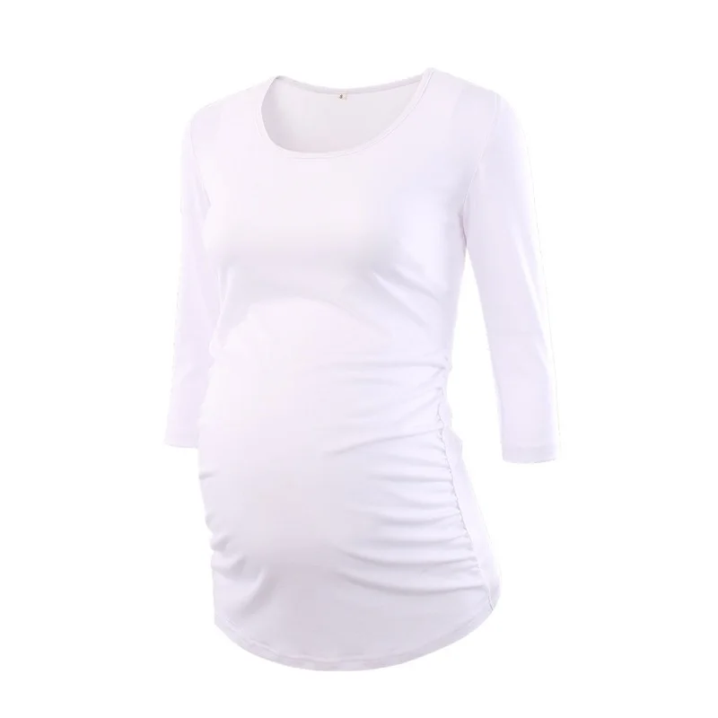 Women Nursing Maternity Clothes Top 3/4 sleeve Side Ruched Tops T Shirt Pregnancy Clothing Pregnant Nursing Top Flattering Tee