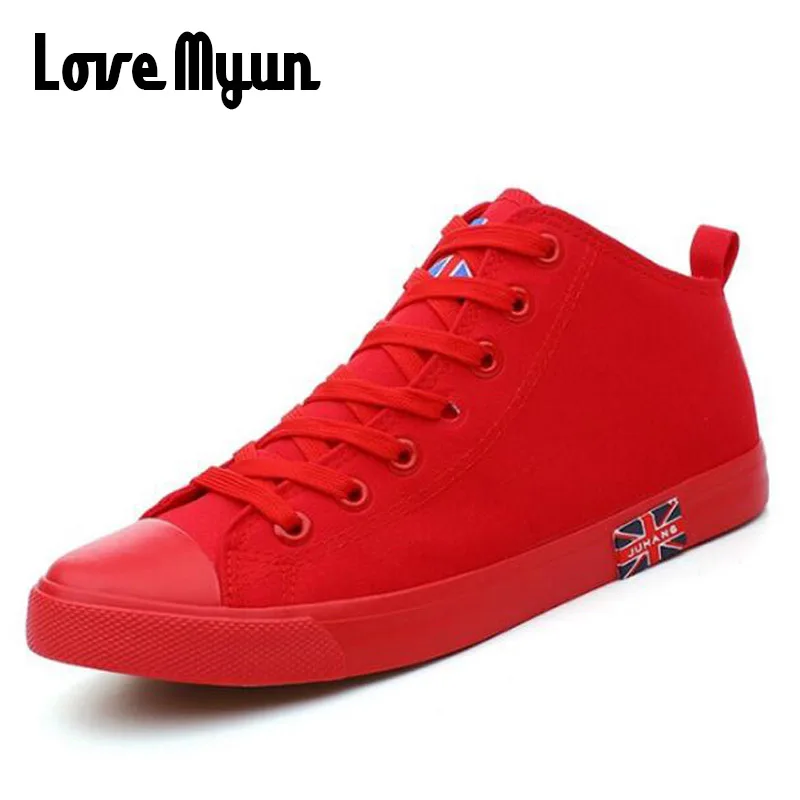 

2018 New Women Fashion all Black White Red Sneaker Shoes Women Casual High Top canvas zapatos hombre Walking sheos NN-3535