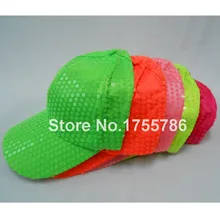 5 шт./лот унисекс неоновые, флуоресцентные Цвет бейсболка с пайетками костюм Танцевальная Вечеринка головной убор с козырьком