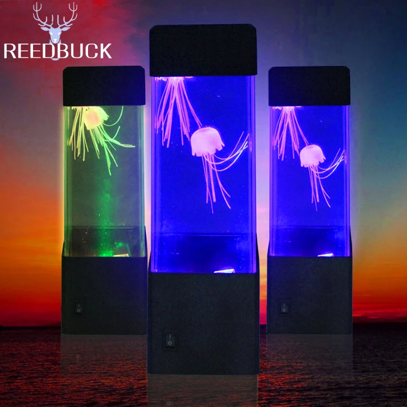 ED Desktop Light Jellyfish Tropical Fish Aquarium Tank LED Light Relaxing Bedside Mood Night Light Lamp (10)