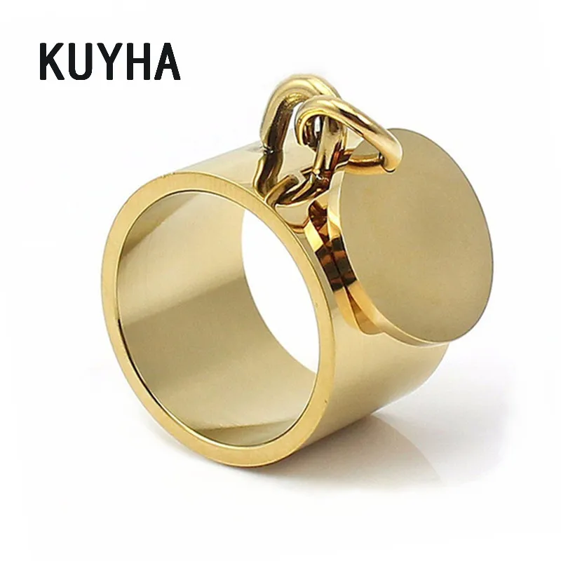 Fashion Forever Round Rings for Women Laser Name/Logo Charm Stainless Steel Jewelry for Lovers Valentines