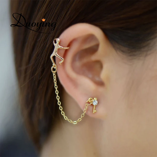 Duoying Punk Alloy Earring Cuff Por Gold Silver Color Climbing Duoying Punk Alloy Earring Cuff Por Gold Silver Color Climbing Men Creative Rock Ear