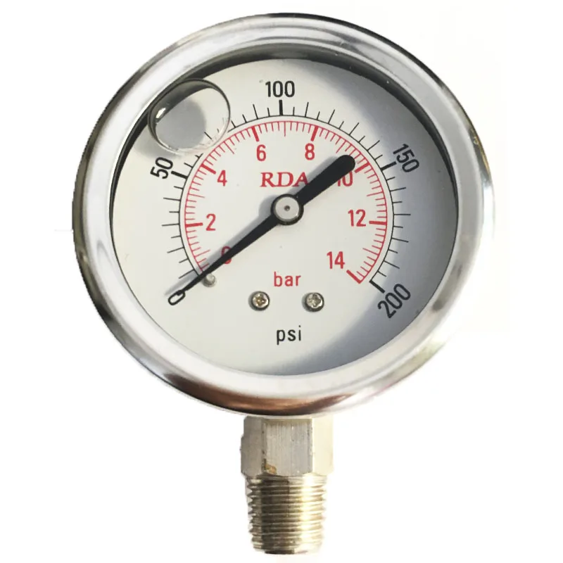 0-14 Bar Air Oil Water Pressure Gauge 1/4" NPT 0-200PSI Manometer Side Mount 