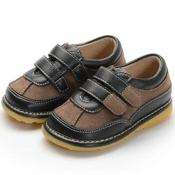 Two Strapes Navy Brown Baby Boy Squeaky Shoes Toddler Shoes Size