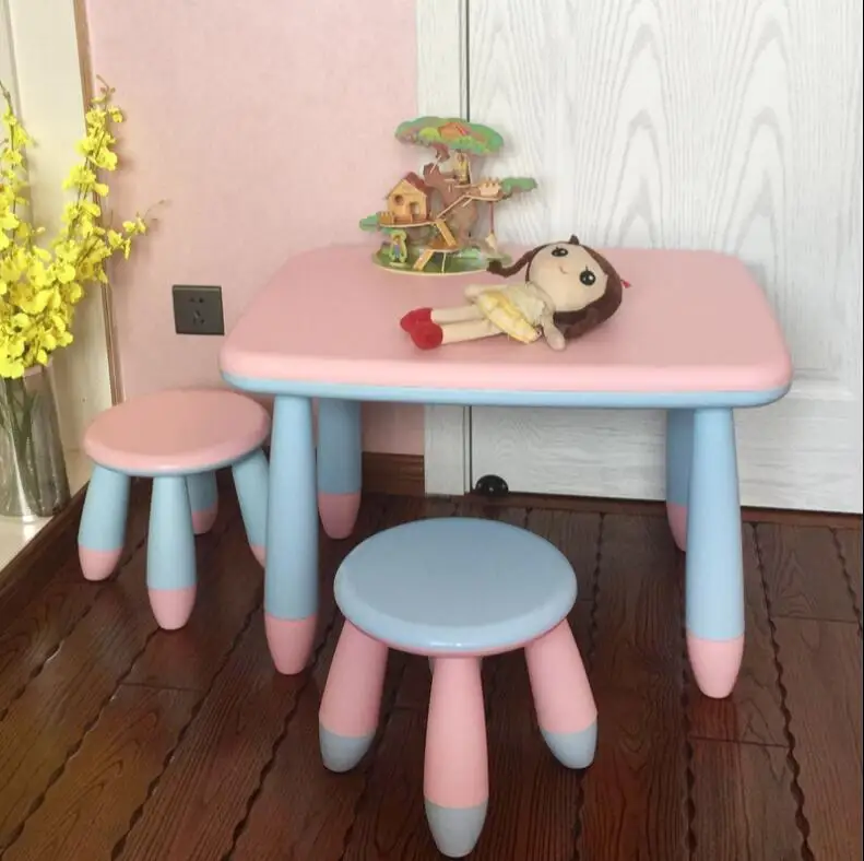 

Thickening Anti-skid Children's Tables and Chairs Kindergarten Tables and Chairs Babies Learn Tables and Chairs Colorful Plastic