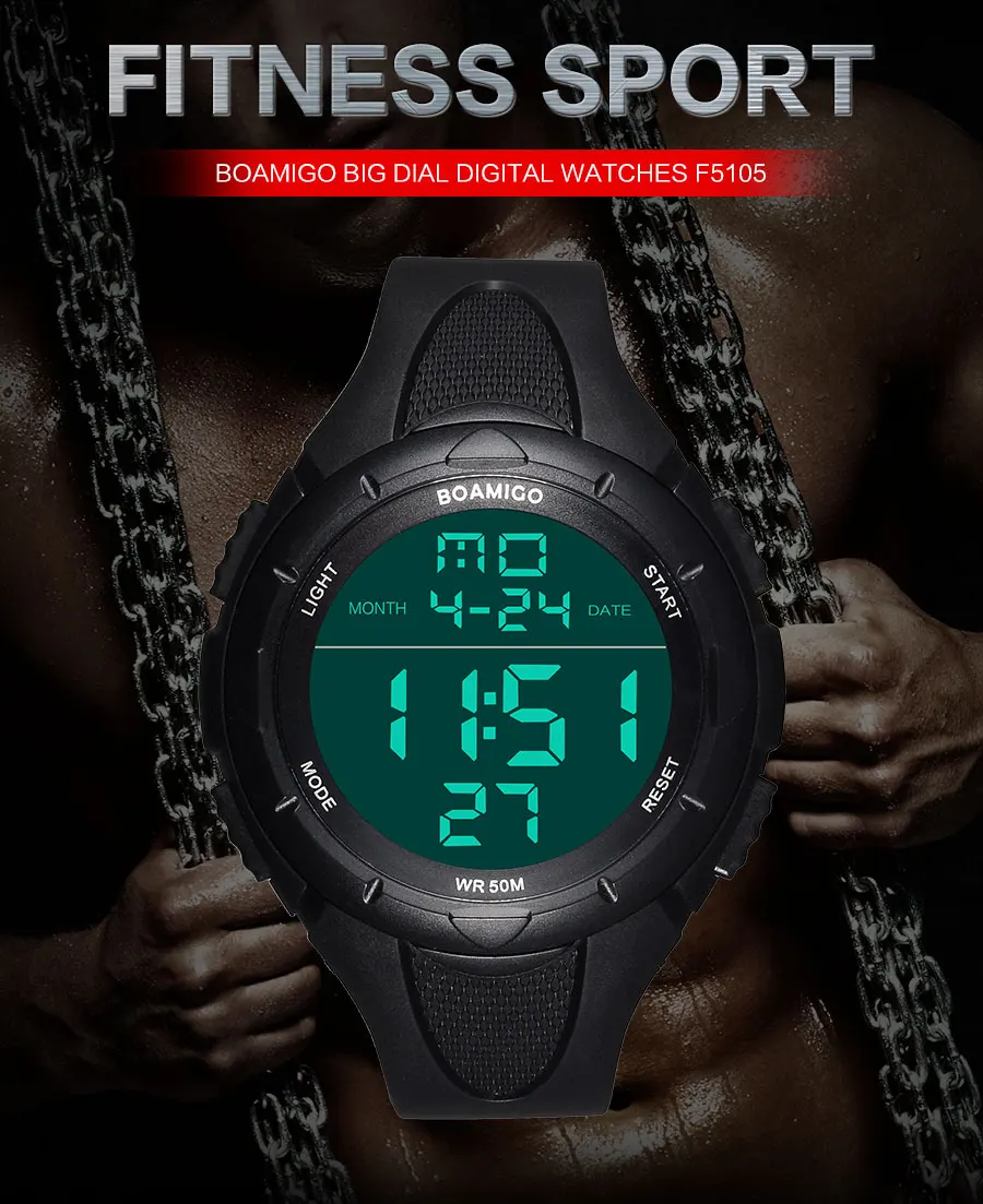Black Swimming Military Shock Rubber Wristwatches BOAMIGO Brand Men Sport Watches Man Fashion Casual Digital LED Watch for Gift  (15)
