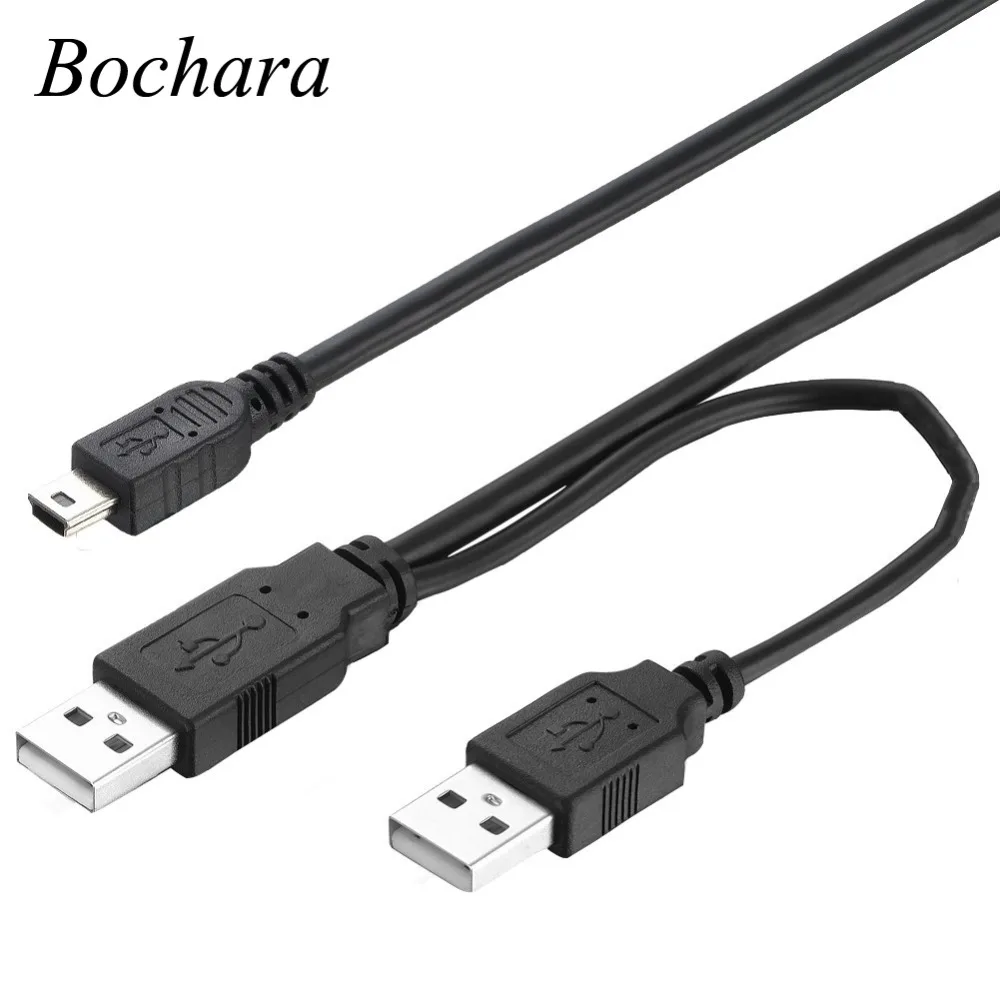 

Bochara 2 in 1 USB2.0 Type A Male to Mini 5P Male Cable+USB Male to Male Power Cable Y Splitter For HDD MP3 MP4 Camera