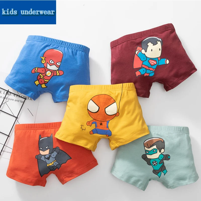 1 piece 3-12 T kids boys cotton panties Spiderman Batman baby cartoon printed children comics boxers briefs underwear for boys