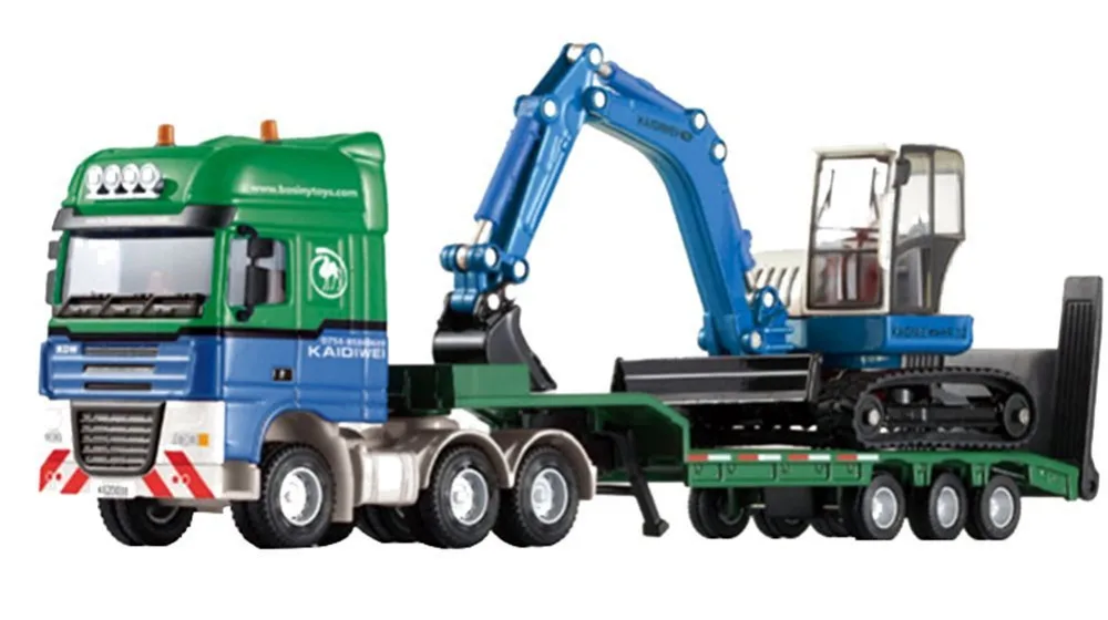 2016 150 Scale Cool Giant Platform Lorry Truck Attached Excavator