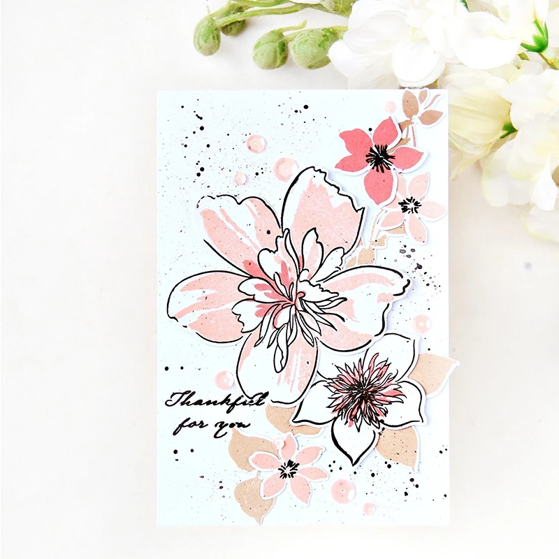 

Bloom Flower Transparent Clear Silicone Stamp Set for DIY Scrapbooking/Photo Album Card Making Decorative Clear Stamps 6x8in