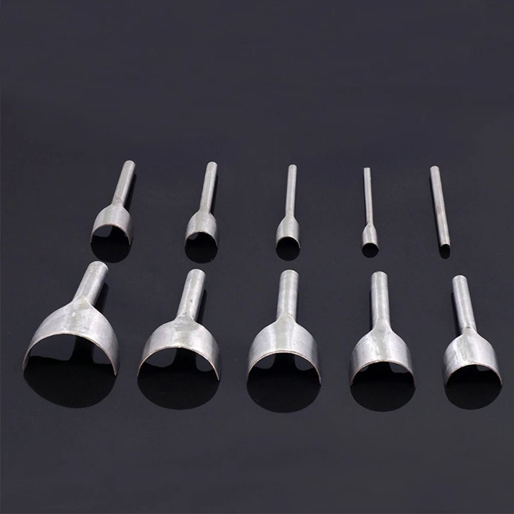 

10pcs/set Size 5mm-50mm Steel Leather Craft Half-Round Cutter Punch Strap Belt Wallet End DIY Punch Leather DIY Handwork Tool
