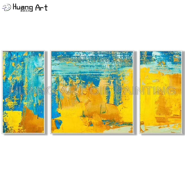 Pure Hand Painted Oil Painting On Canvas Modern Blue Yellow Abstract Pure Hand Painted Oil Painting On Canvas Modern Blue Yellow Abstract Art Picture Handmade Group