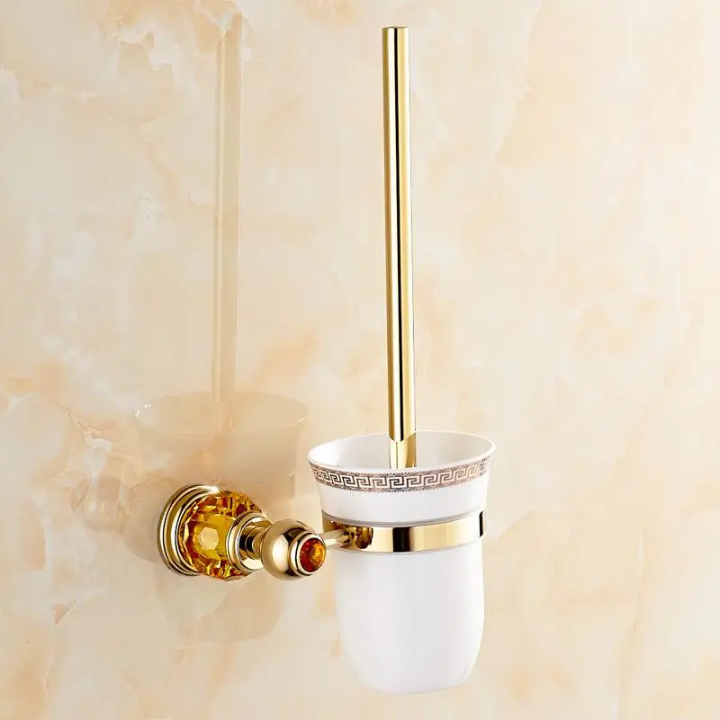 Античный латунный держатель щетки Wc золото кристалл твердые для унитаза держатель щетки полированный набор оборудования для ванны Аксессуары для ванной комнаты - Цвет: sw