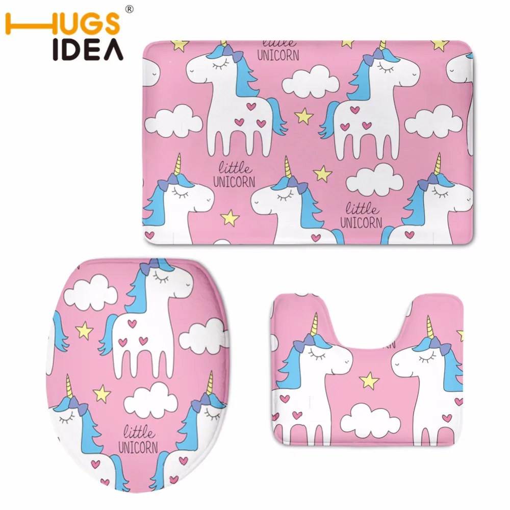 

HUGSIDEA Kid Like Unicorn Designer 3pcs/pet Decorations for home Toilet Seat Cover and Rug Washroom Set Toilet Seat Covers