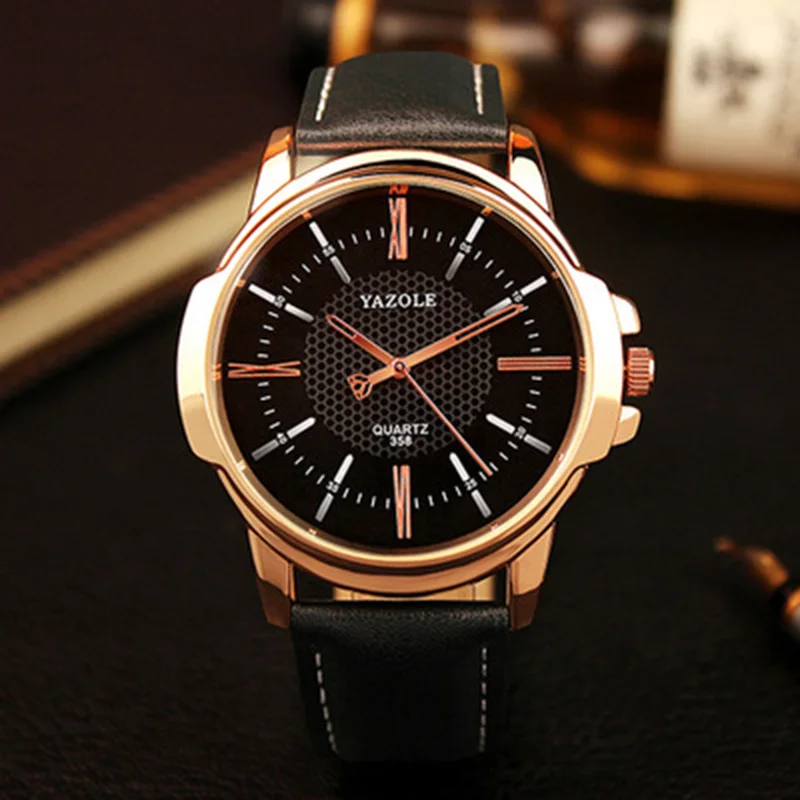 

Yazole Brand Leather Watch Male Clock Fashion Leisure Luxury Famous Men Watches Business Dress Quartz Watch Relogio Masculino