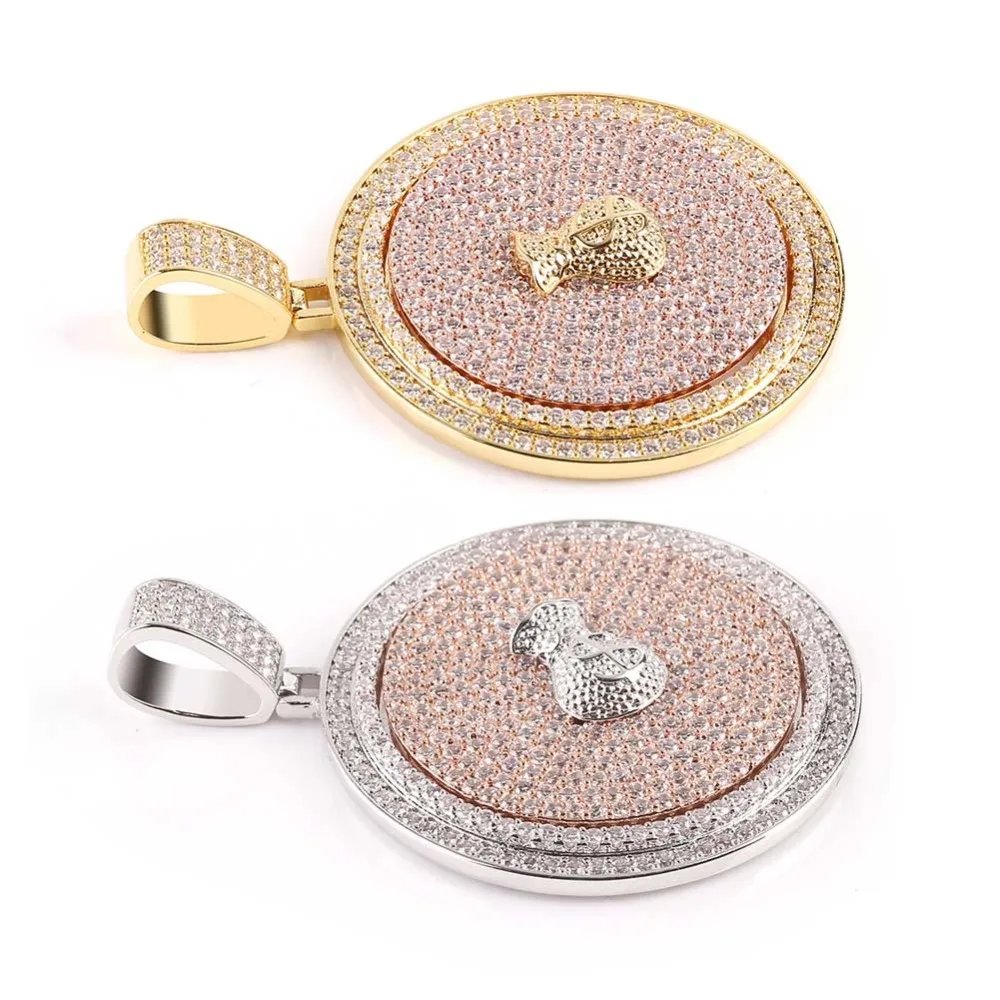 TOPGRILLZ Iced Out вертушка $ знак буквы кулон ожерелье мужчины с теннисом цепи хип хоп