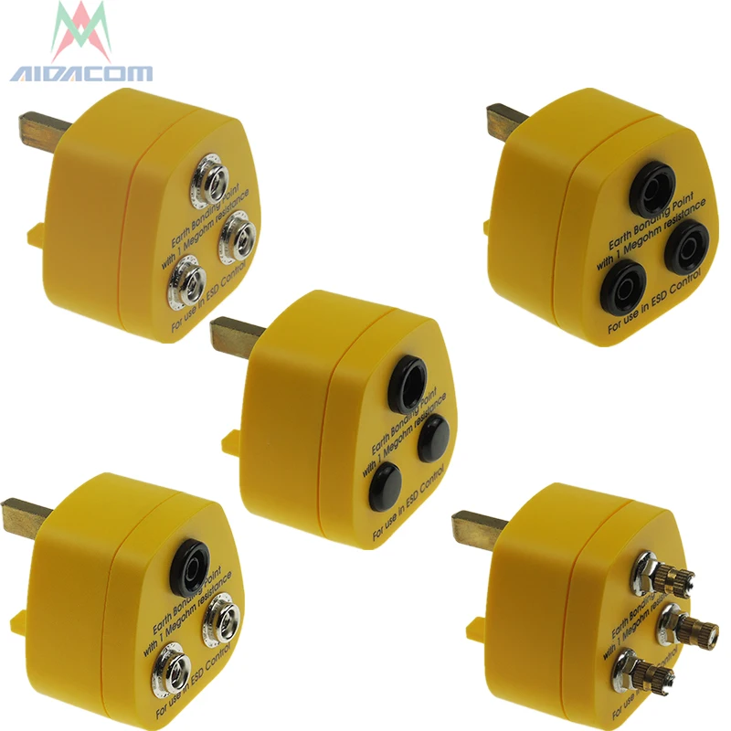 

UK Earth Bonding Plug, UK EBP Anti Static ESD Earth Grounding UK EBP Bench Mount Ground 1M Resistor 10MM Stud 4MM Banana