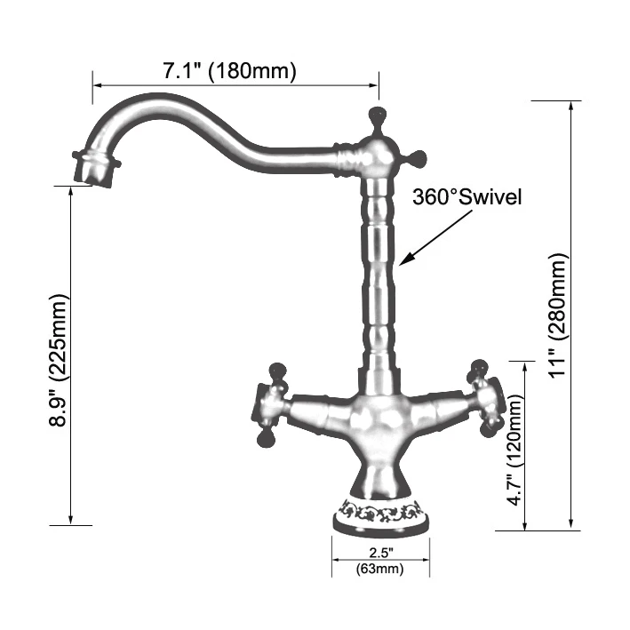 Antique Red Copper Brass Dual Cross Handles Bathroom Kitchen Basin Sink Faucet Mixer Tap Swivel Spout Deck Mounted mnf613