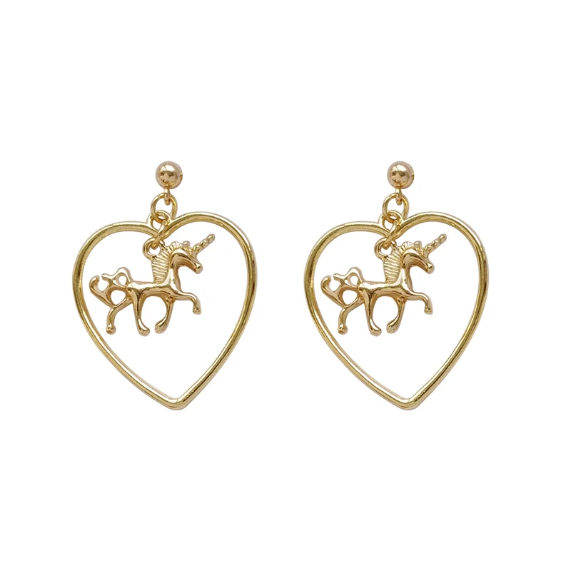 

fashion jewelry accessories metal unicorn heart earrings
