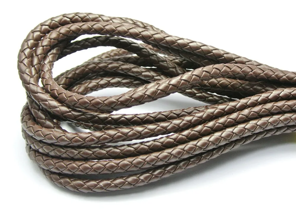 

16,4 футов, коричневый круглый плетеный шнур для ювелирных изделий из искусственной кожи 7 мм