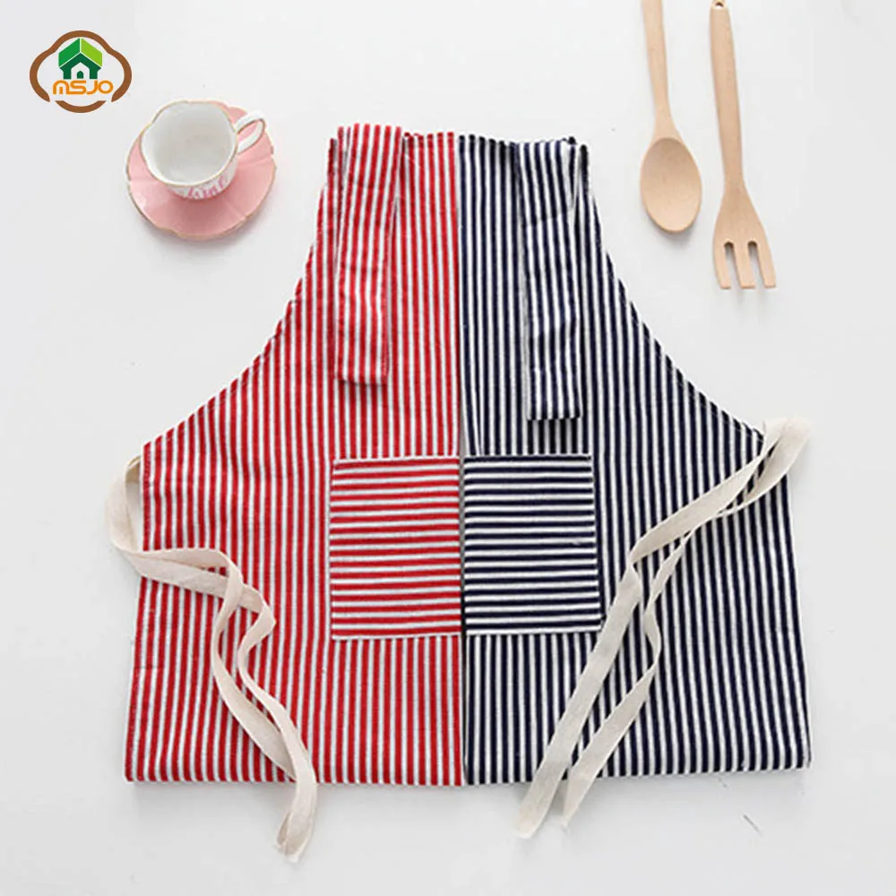 MSJO Cleaning Apron With Pocket Kitchen Linen Apron Patterns Cotton Women Men Funny Culinary Art Delantal Cute bib Apron Barista