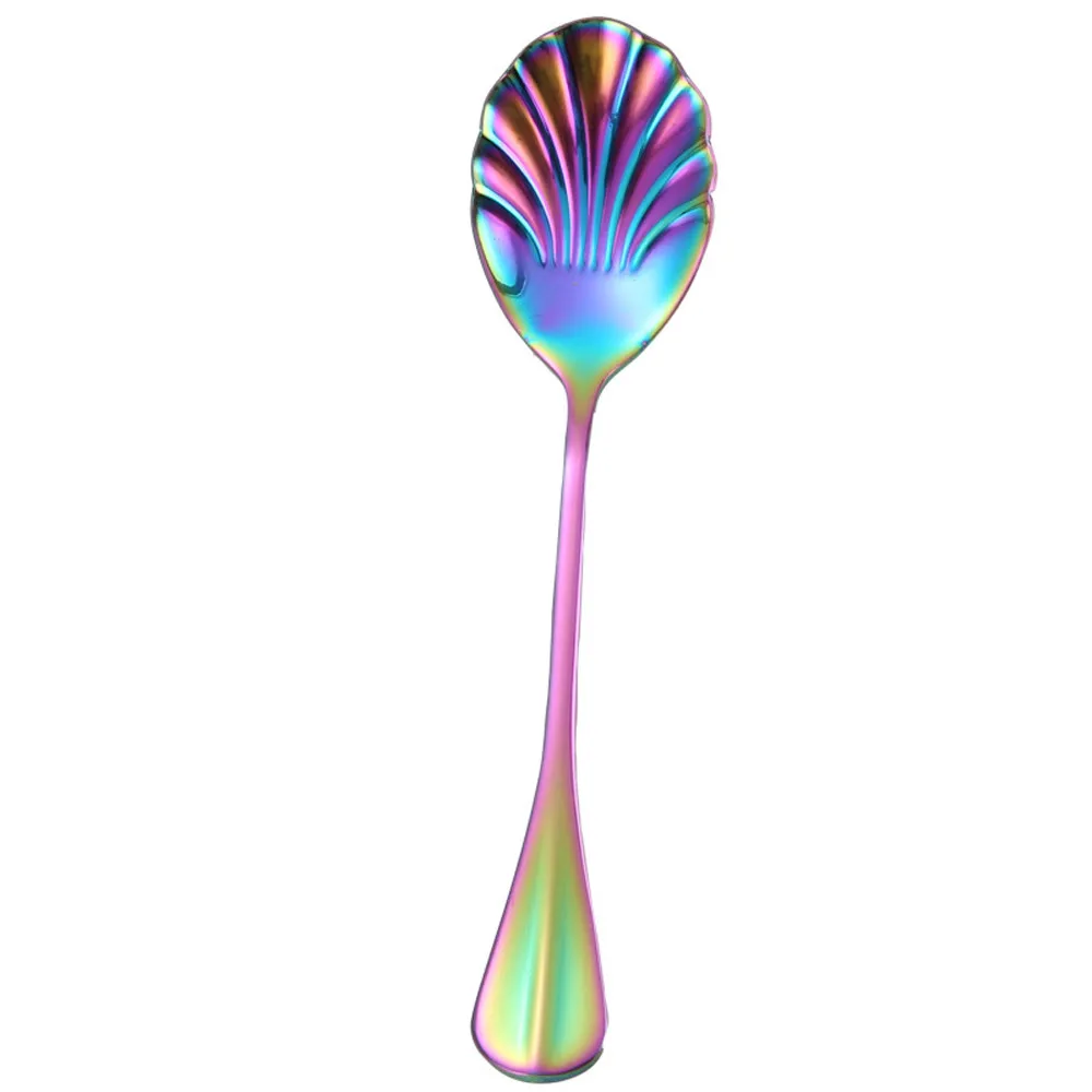 Творческий Радуга Цвет Нержавеющая сталь оболочки раковина, ложка ручка столовые ложки Кофе для питья Кухня гаджеты# LC