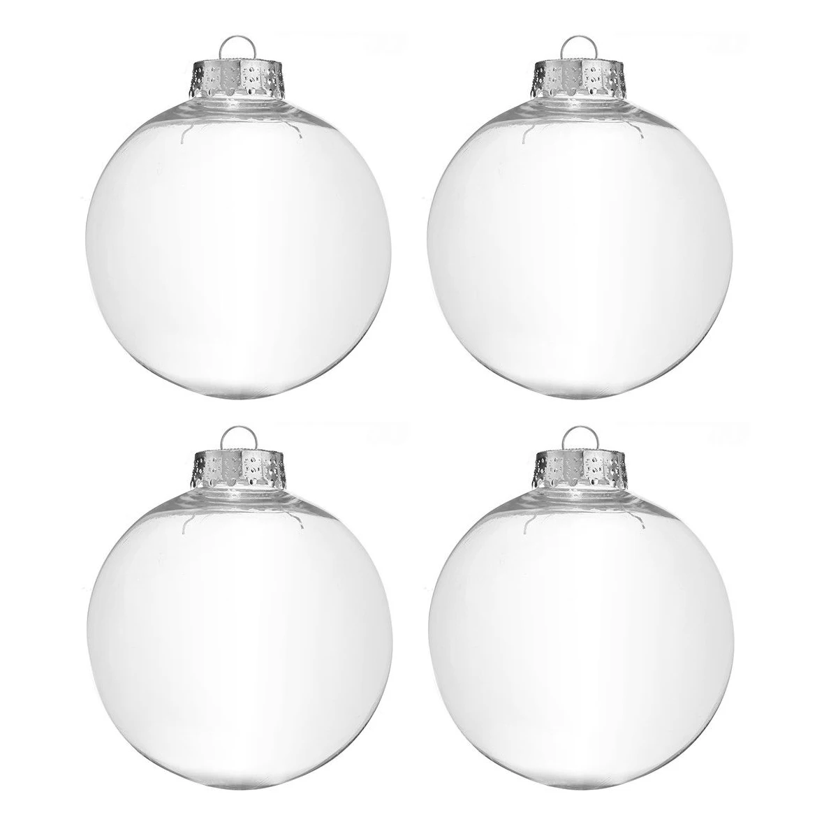

Clear DIY Baubles Shatterproof Seamless Plastic XMAS Ball Home Tree Decor Gift QTY:4