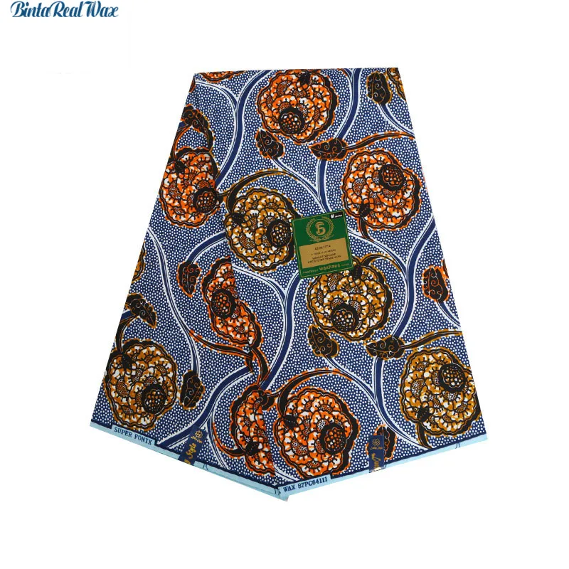 

2019 New 100% Polyester Wax Prints Fabric Ankara New Hollandais Wax High Quality 6 yards African Fabric for Party Dress PL840