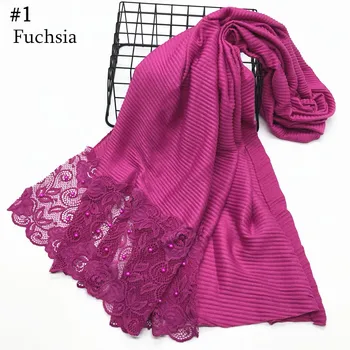 

New solid color water soluble lace scarf ladies pearl crease scarf