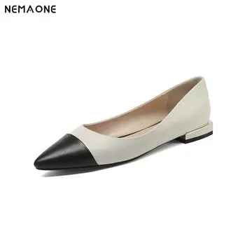 

NEMAONE Genuine Leather Flat Shoes Women Hand-sewn Leather Loafers Cowhide Flexible Spring Casual Shoes Woman Flats Women Shoes