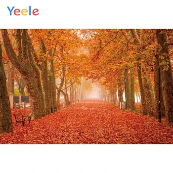 

Yeele Autumn Gold Ground Chair Yellow Leaves Beauty Photography Backgrounds Customized Photographic Backdrops for Photo Studio